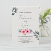 Pink Floral Wedding Invitations Kaart (Staand voorkant)