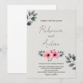 Pink Floral Wedding Invitations Kaart (Voorkant / Achterkant)