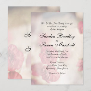 Pink Floral Wedding Invitations Kaart