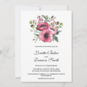 Pink Floral Wedding Kaart (Voorkant)