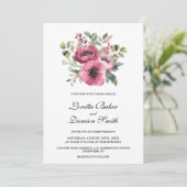 Pink Floral Wedding Kaart (Staand voorkant)