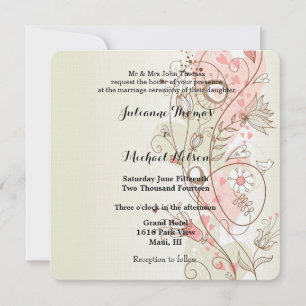Pink Floral Wedding Kaart