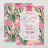 Pink Floral Wedding Kaart (Voorkant / Achterkant)