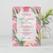 Pink Floral Wedding Kaart (Staand voorkant)