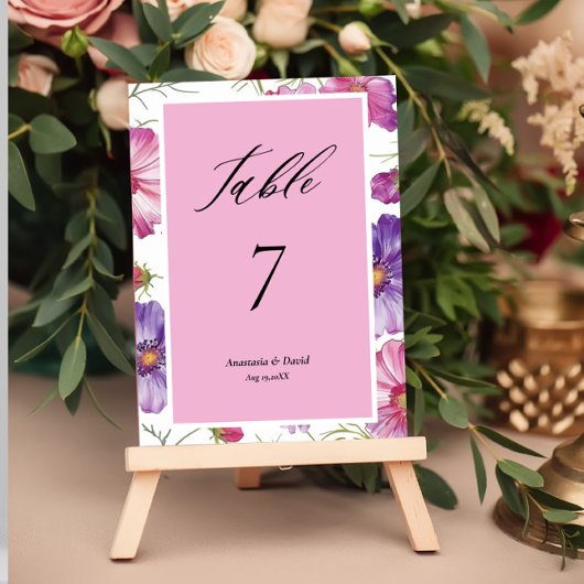 Pink Floral Wedding Kaart