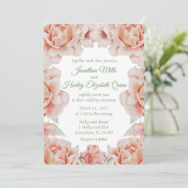 Pink Floral Wedding Kaart