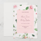 Pink Floral Wedding Kaart (Voorkant / Achterkant)