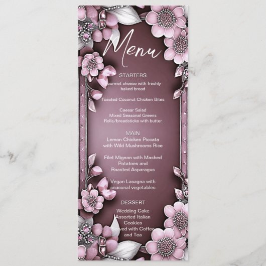 Pink Floral Wedding Menu (Voorkant)