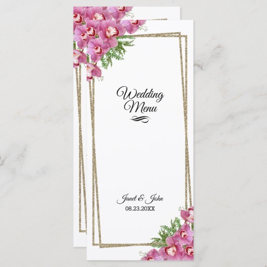 Pink Floral Wedding Menu (Voorkant / Achterkant)