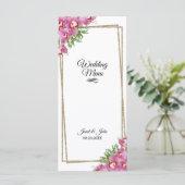 Pink Floral Wedding Menu (Staand voorkant)