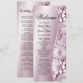 Pink Floral Wedding Programme Programma (Voorkant / Achterkant)
