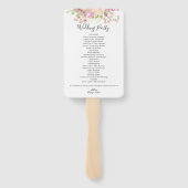 Pink Floral Wedding Programme set of Fans Handwaaier (Achterkant)