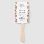 Pink Floral Wedding Programme set of Fans Handwaaier (Voorkant)