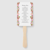 Pink Floral Wedding Programme set of Fans Handwaaier (Achterkant)