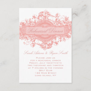 PINK FLORAL WEDDING REHEARSAL DINER CARD KAART