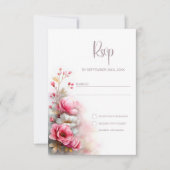 Pink Floral Wedding RSVP (Devant)