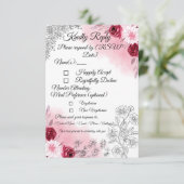 Pink Floral Wedding RSVP Card | Romantic (Debout devant)