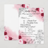 Pink Floral Wedding RSVP Card | Romantic (Devant / Derrière)