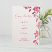 Pink Floral Wedding  Save The Date (Staand voorkant)
