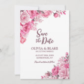 Pink Floral Wedding Save The Date (Voorkant)