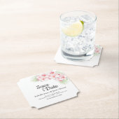 Pink Floral Wedding Save-the-Date Kartonnen Onderzetters (Insitu)