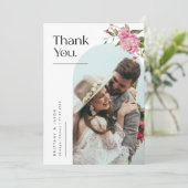 Pink Floral White Arch Wedding Bedankkaart (Staand voorkant)