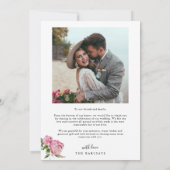 Pink Floral White Arch Wedding Bedankkaart (Achterkant)