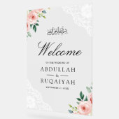 Pink Floral White Lace Muslim Wedding Welcome (Angle)