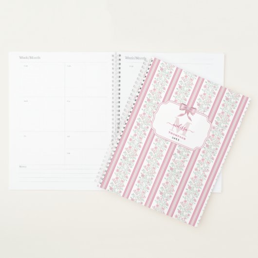 Pink Floral Wildflowers Coquette Bow Planner (Display)