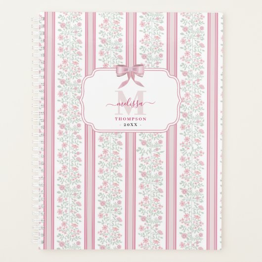 Pink Floral Wildflowers Coquette Bow Planner (Voorkant)