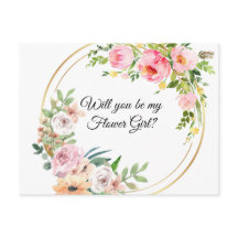 Pink Floral Word jij mijn Flowergirl?