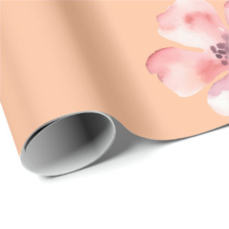 Pink Floral Wrapping Paper – Orange Pastel Pattern Cadeaupapier