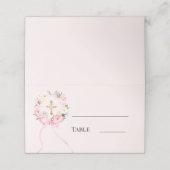 Pink floral wreath gold cross bow ribbon (Buitenkant ongevouwen)