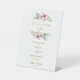 Pink Floral Wreath In Loving Memory Wedding Table Reclamebord Met Voetstuk