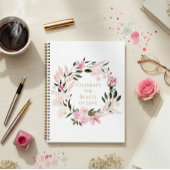 Pink Floral Wreath Spiral Notebook