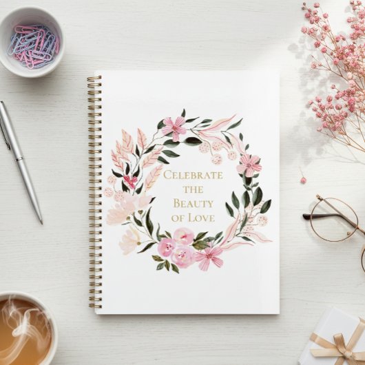Pink Floral Wreath Spiral Notebook