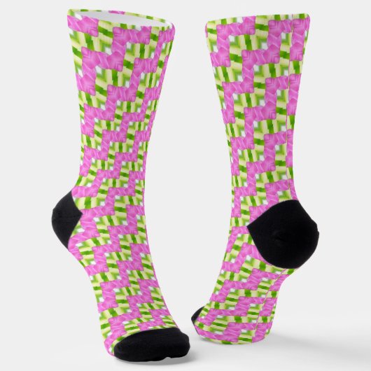 Pink florale pattern sokken (Gebogen)
