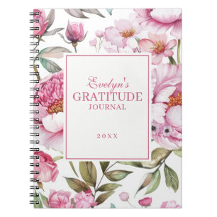 Pink Florals dankbaarheidsdagboek Notitieboek