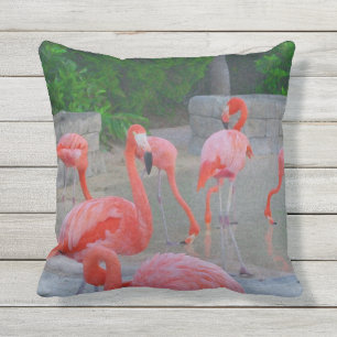 Pink Florida Flamingos Watercolor Buitenkussen