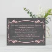 Pink Flourish Chalkboard Invitation (Debout devant)