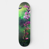 Pink Flower and Bee Against the World Skateboard (Recto)