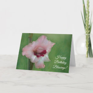 Pink Flower Art Faith Blessings Verjaardag Kaart