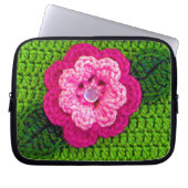 Pink Flower Artisan Crochet Imprimer sac électroni (Devant)