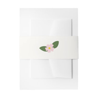 Pink Flower Belly Band Wedding Uitnodigingen Wikkel