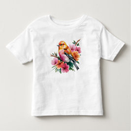 Pink Flower Bird Kinder Shirts