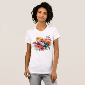 Pink Flower Bird T-shirt (Voorkant volledig)