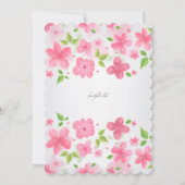 Pink Flower Border Uitnodiging (Achterkant)