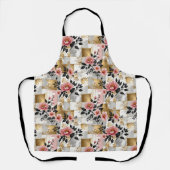 Pink Flower Bouquets with Gold and White Squares Schort (Voorkant)