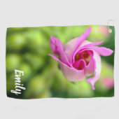 Pink Flower Bud Serviette de golf personnalisée (Horizontal)
