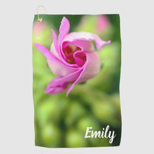 Pink Flower Bud Serviette de golf personnalisée (Devant)